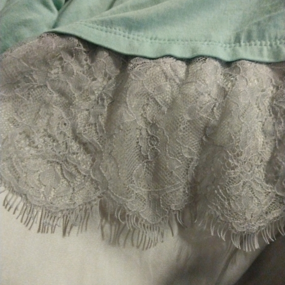 Lace Layered Bottom Tunic Laurie Goldstein Mint Lightweight Soft Romantic S - Picture 4 of 9